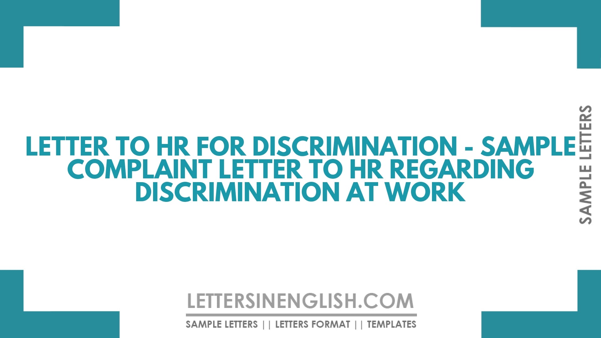Letter to HR for Discrimination – Sample Complaint Letter to HR Regarding Discrimination at Work