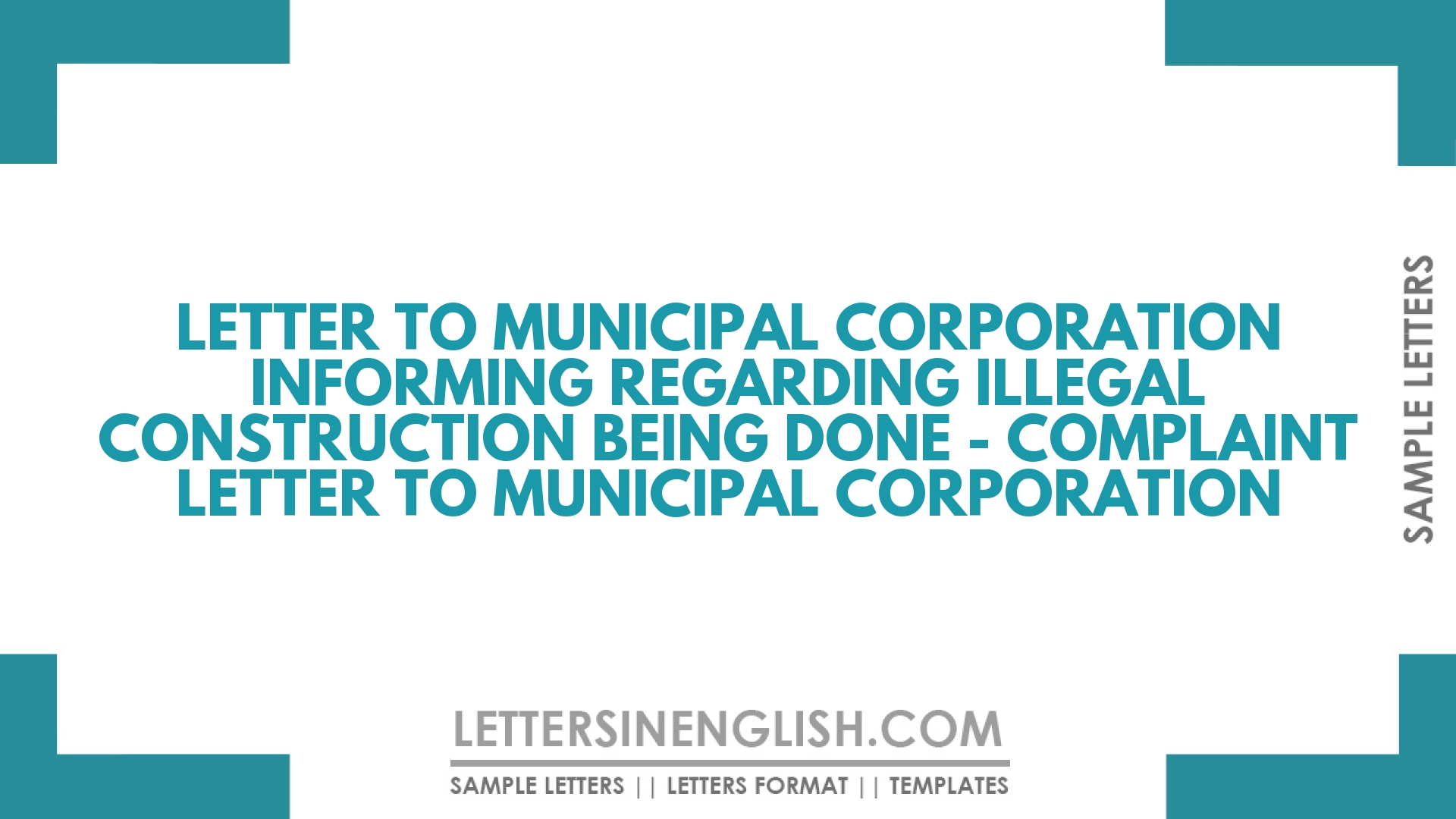 Letter to Municipal Corporation Informing Regarding Illegal Construction Being Done – Complaint Letter to Municipal Corporation