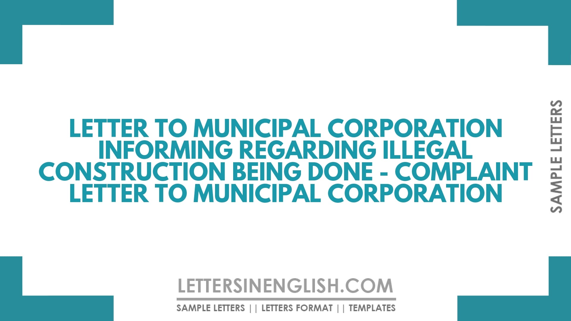 Letter to Municipal Corporation Informing Regarding Illegal Construction Being Done – Complaint Letter to Municipal Corporation