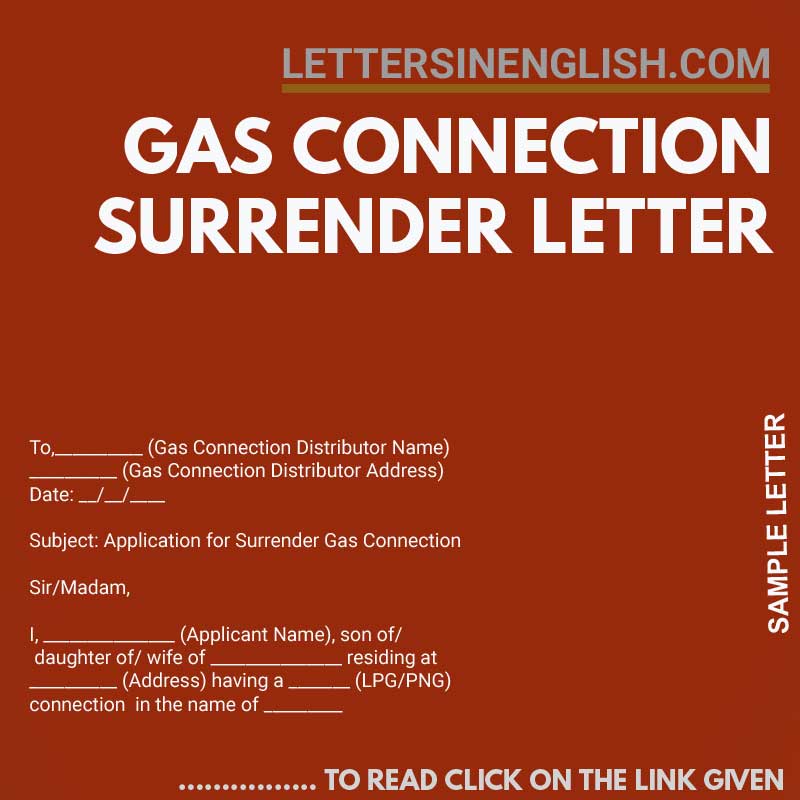 gas connection surrender letter, sample letter for surrender of lpg gas