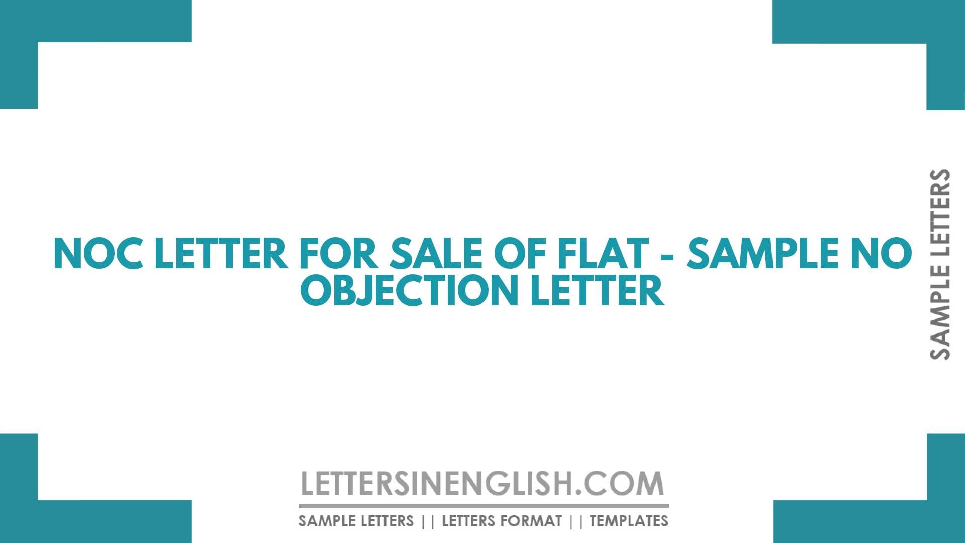 NOC Letter for Sale of Flat – Sample No Objection Letter