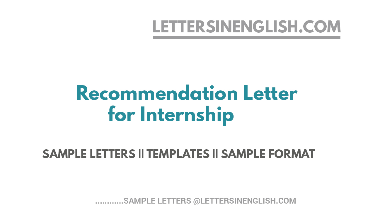 Recommendation Letter for Internship