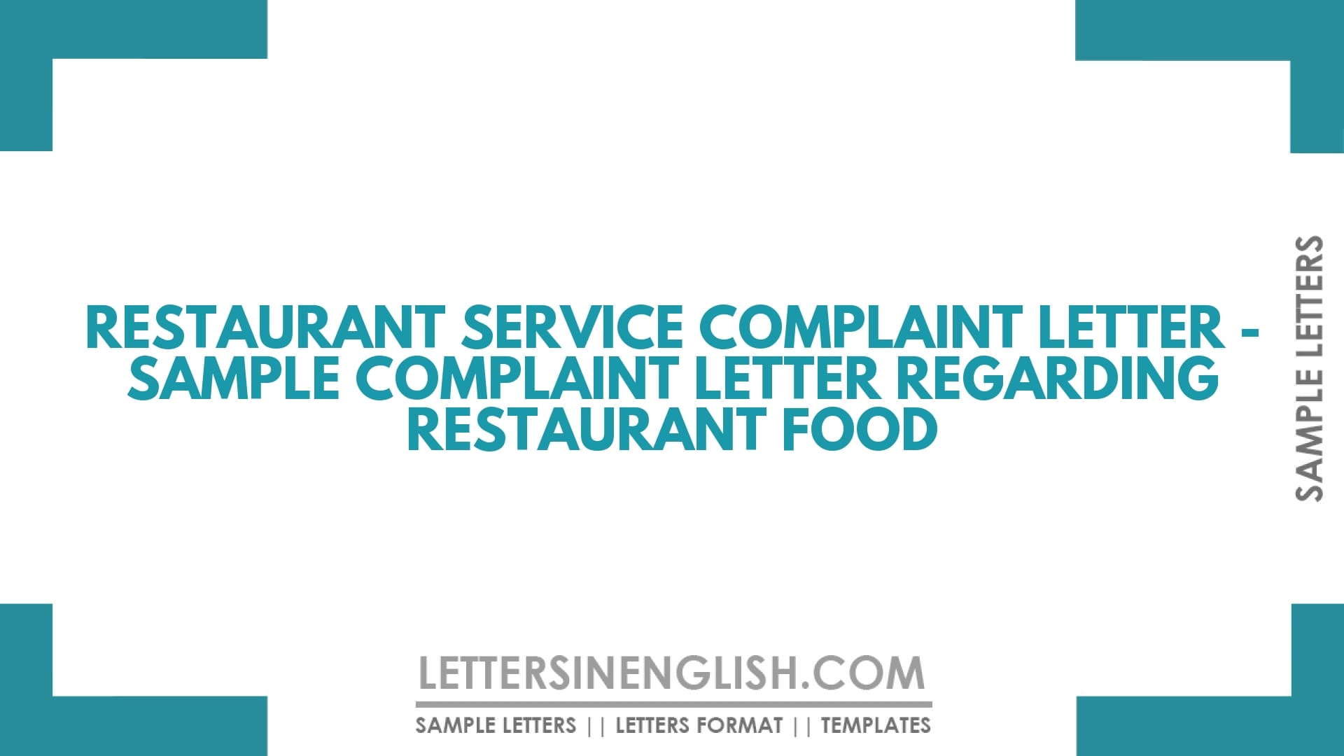Restaurant Service Complaint Letter – Sample Complaint Letter Regarding Restaurant Food