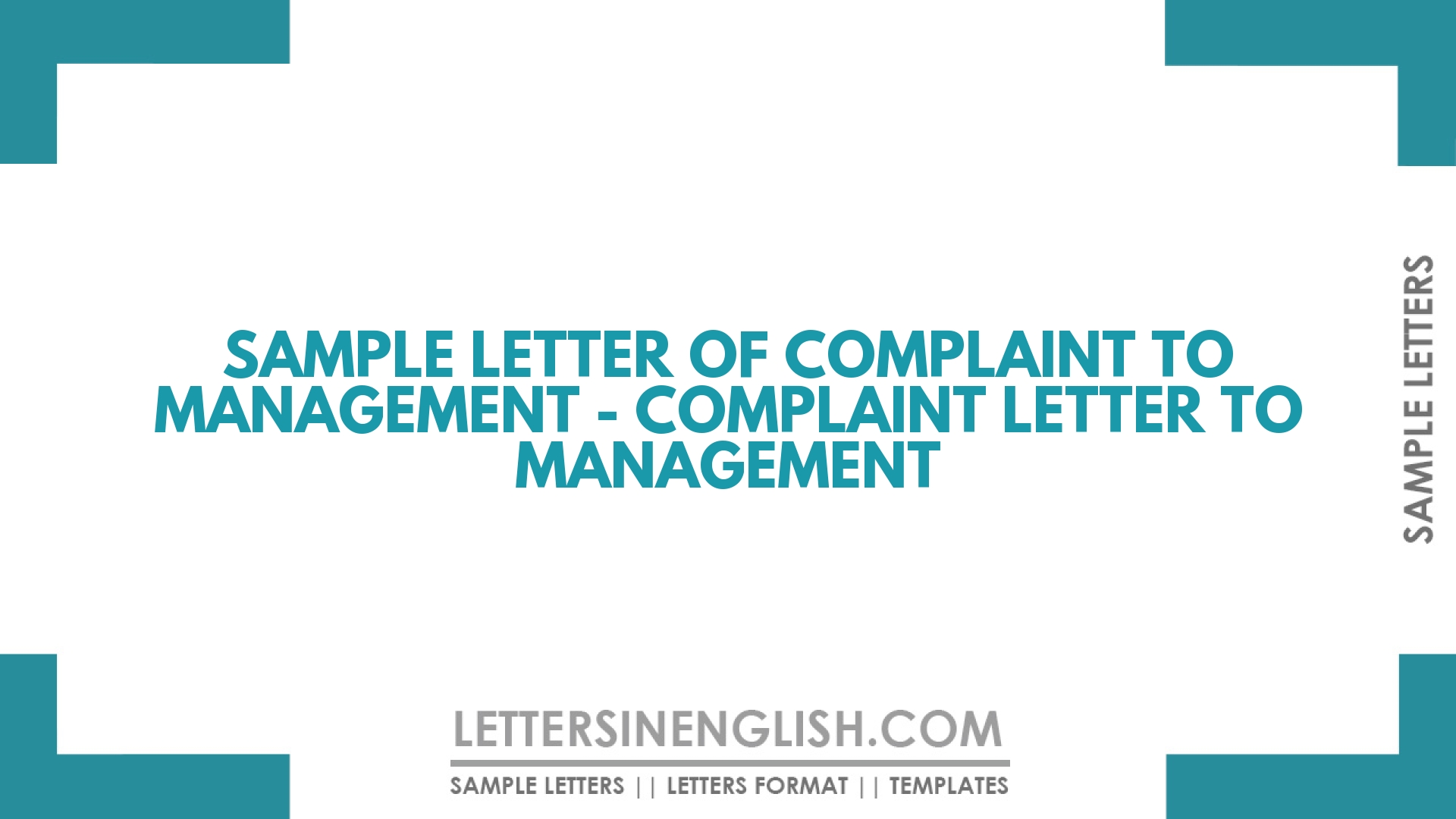 Sample Letter Of Complaint To Management – Complaint Letter To Management