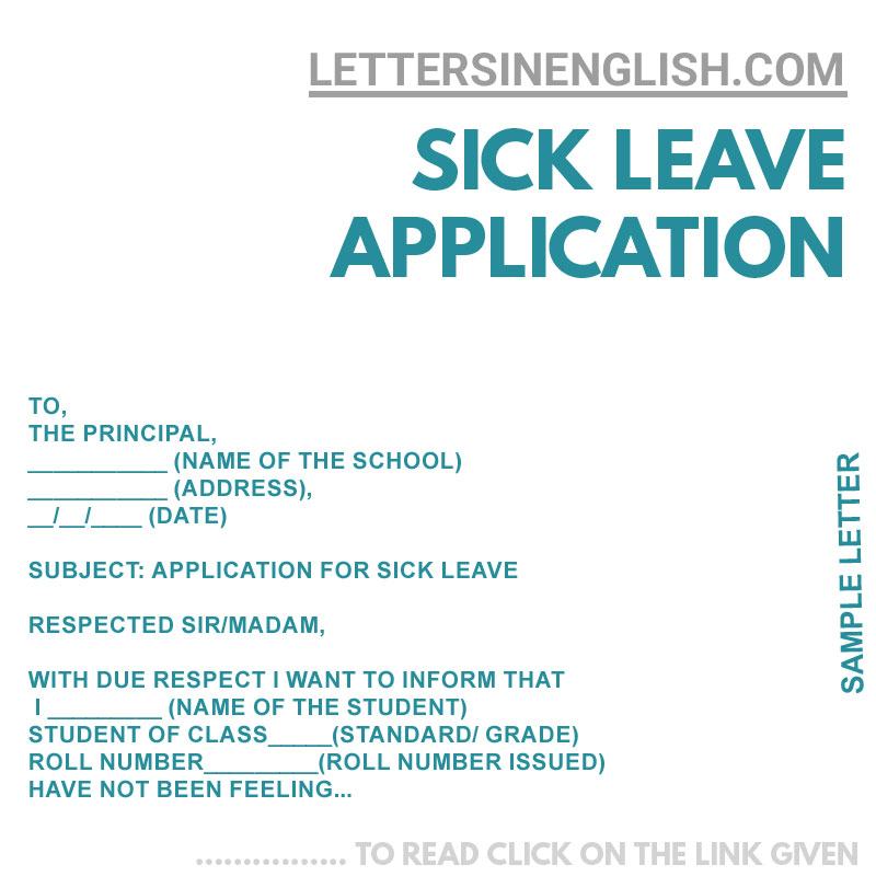 sick leave letter for school, school sick leave letter, sick leave letter to school, sick leave application for school, school sick leave application in English