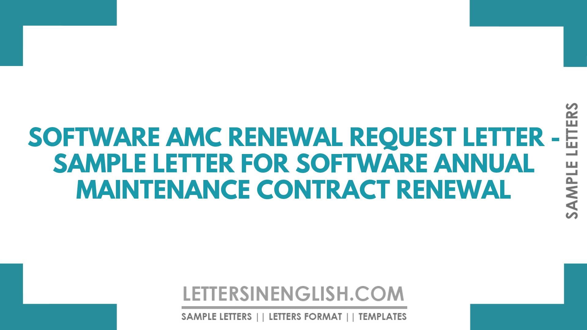 Software AMC Renewal Request Letter Sample Letter for Software Annual