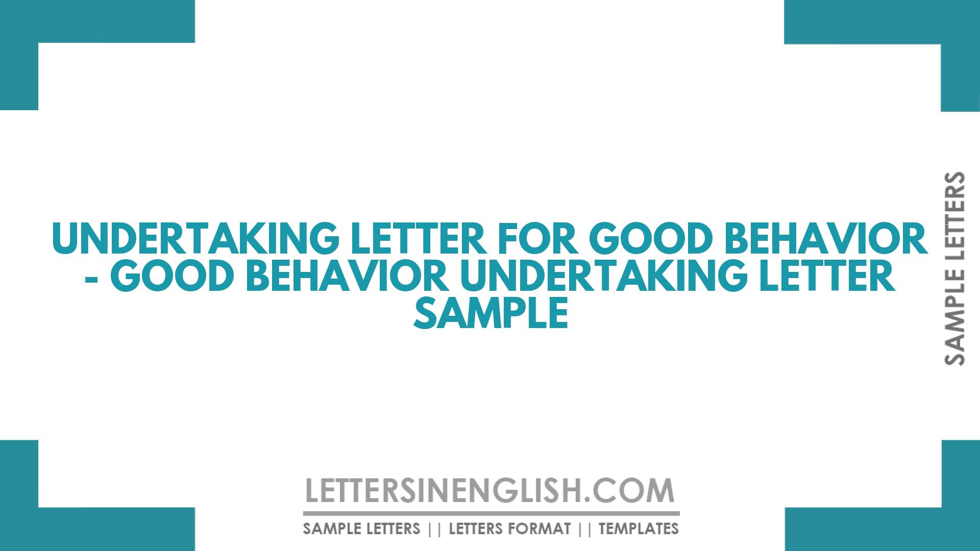 Undertaking Letter for Good Behavior – Good Behavior Undertaking Letter Sample